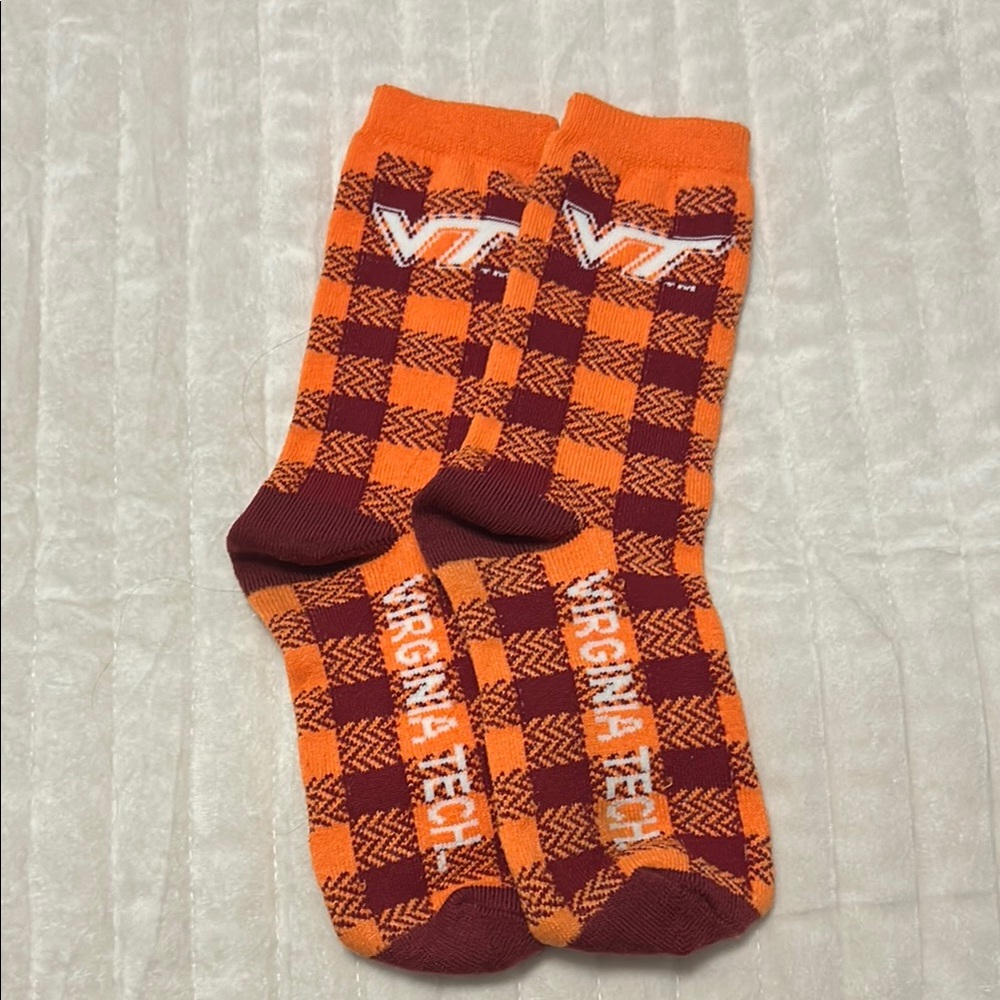 VT Orange and Maroon Checkered women’s Socks